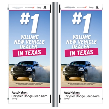 AutoNation Pre Owned Pole Banner Number One Dealer tx